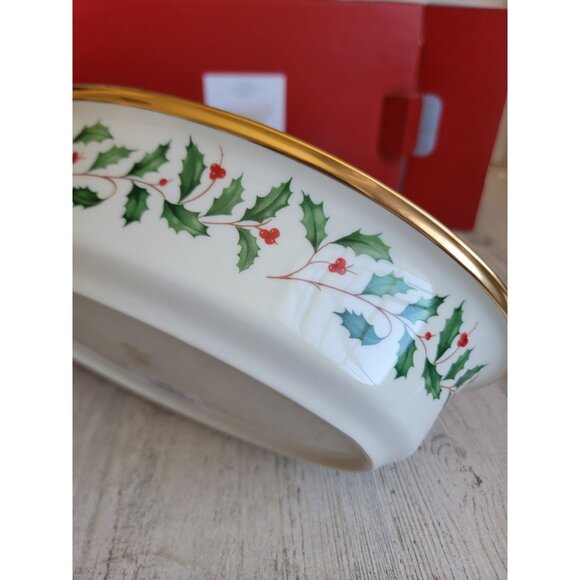 Lenox NEW open vegetable Bowl holiday mistletoe Xmas dish kitchen‎ - Picture 6 of 7
